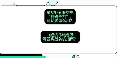 第3节：【核武药剂】爱恨交织的&ldquo;石硫合剂&rdquo;，到底该怎么用？，课程：《经济作物冬季清园&middot;实战防坑指南》#识农AI