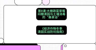 第8节：【大棚蔬菜草莓】闷棚清园与土壤消毒的&ldquo;桑拿浴&rdquo;，课程：《经济作物冬季清园&middot;实战防坑指南》#识农AI